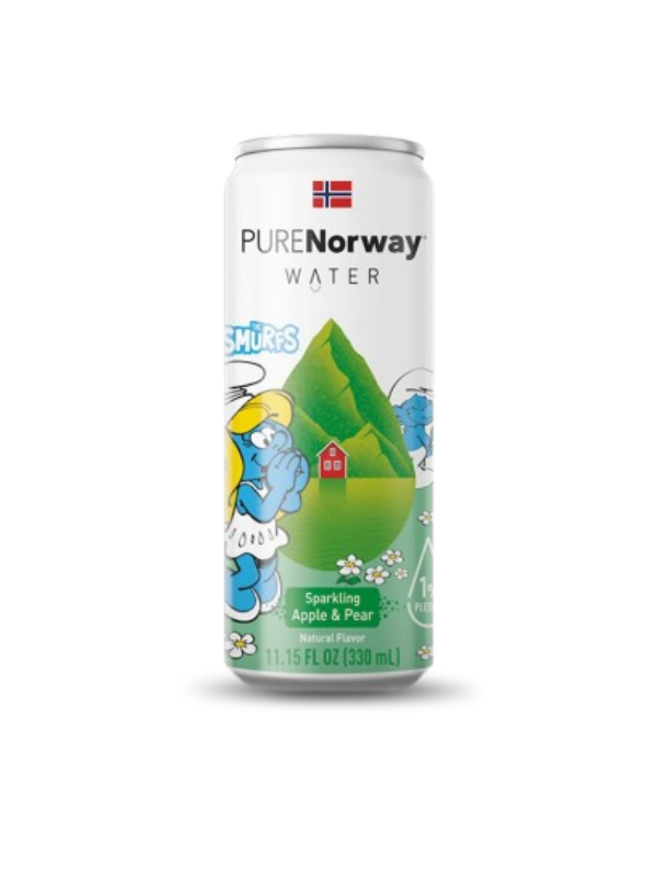 PURE Norway Jablko a Hruška – plechovka sýtenej ochutenej pramenitej vody 330 ml