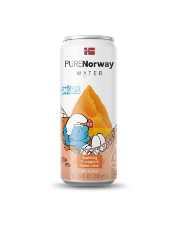PURE Norway Ananás a Melón – plechovka sýtenej ochutenej pramenitej vody 330 ml